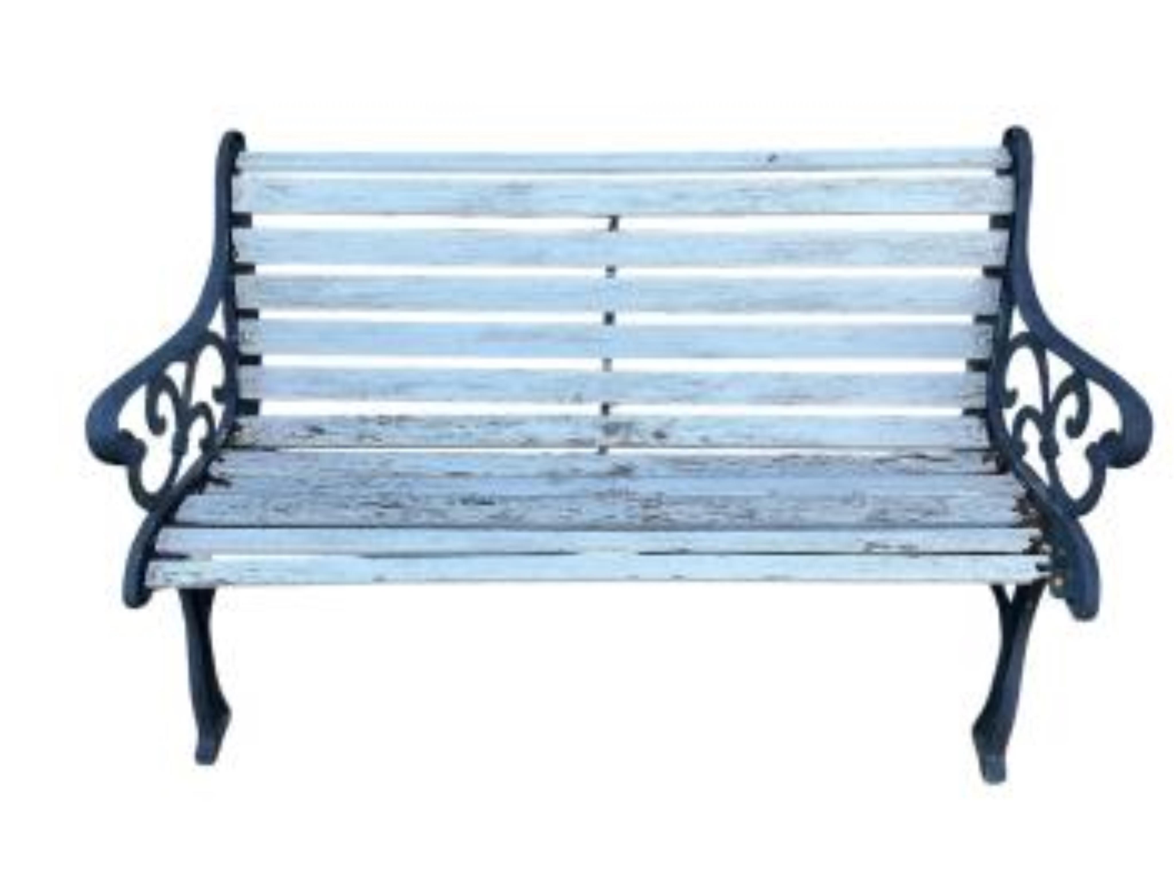 A Lutyens style painted garden bench, width 170cm, depth 57cm, height 102cm together with a Victorian style slatted bench, in need of restoration